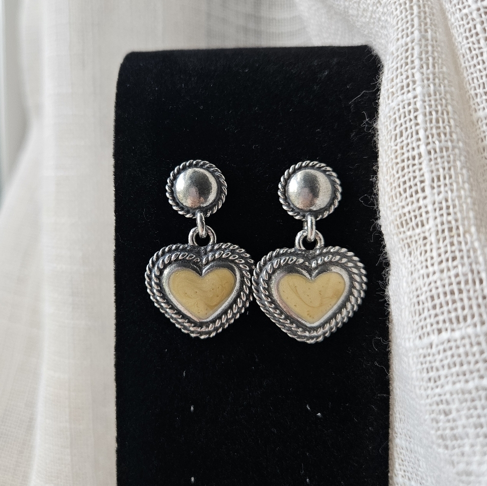 Vintage 80s/90s Val Heart Earrings Silver Tone Boho Western Style